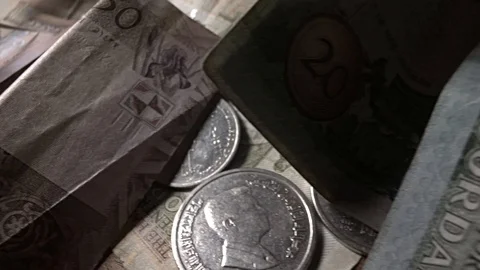 Arab money. Dinars on the table. Stock Footage 114585568