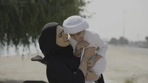 Arab mother and son together. Stock Footage 302536344