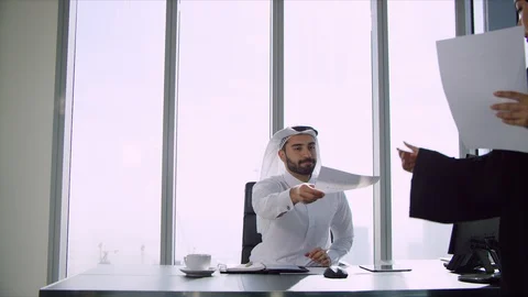 Arab people in the office. Stock Footage 129379336