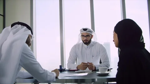 Arab people in an office. Stock Footage 129388129