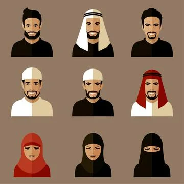 Arab people team, saudi characters Stock Illustration