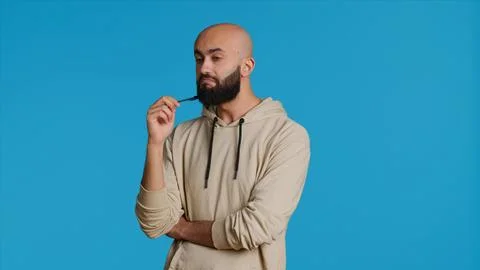 Arab person thinking about solution to the problem Foto stock