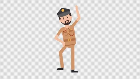 Arab Policeman Warmup Exercise Stock Footage 205042727