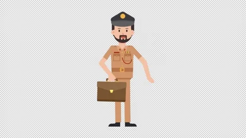Arab Policeman Waving with Briefcase Stock Footage 205042780