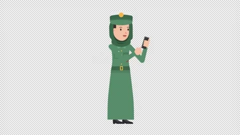 Arab Policewoman Using Phone Stock Footage 205046156