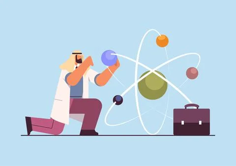 Arab research scientist working with molecular structure man researcher making Stock Illustration