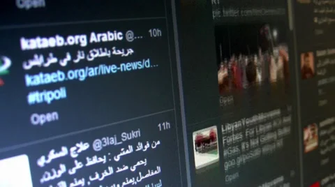 Arab revolution on socialnetwork Stock Footage 32619172