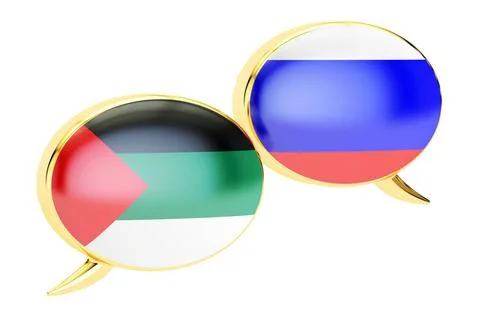 Arab-Russian conversation concept, 3D rendering Arab-Russian conversation ... Stock Photos