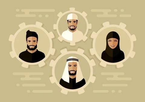 Arab smile team Stock Illustration