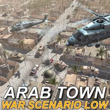 Arab Town War Scenario Low res. Textured 3D Model