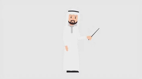 Arab Traditional Man Holding Pointer Stick Stock Footage 205073034