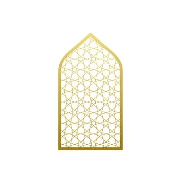 Arab vector window door pattern. Arabian islamic mosque ramadan ornament style Stock Illustration