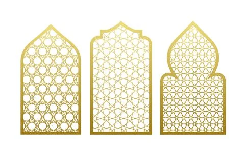 Arab vector window door pattern. Arabian islamic mosque ramadan ornament style Stock Illustration