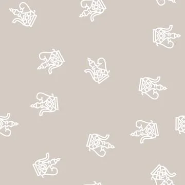 Arab vintage jug line vector seamless pattern Stock Illustration