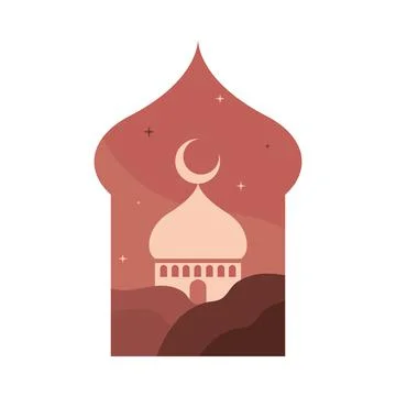 Arab window view islamic skyline 스톡 일러스트
