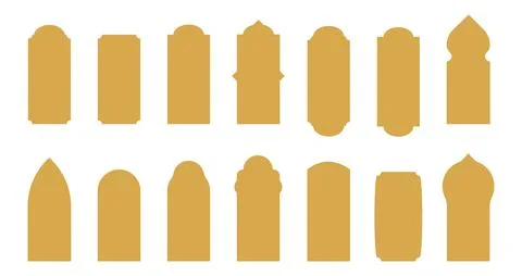 Arab windows gold template set. Stock Illustration