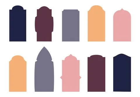 Arab windows vector template set. Stock Illustration