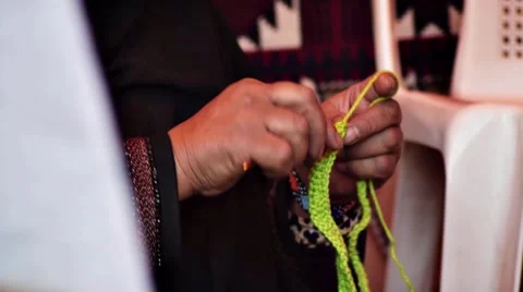 Arab Woman Knitting Stock Footage