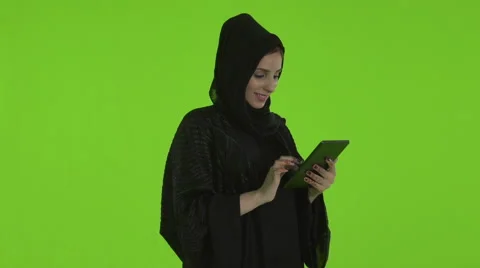 Arab woman using digital tablet. Stock Footage 54481663
