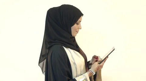 Arab woman using digital tablet. Stock Footage 54487275