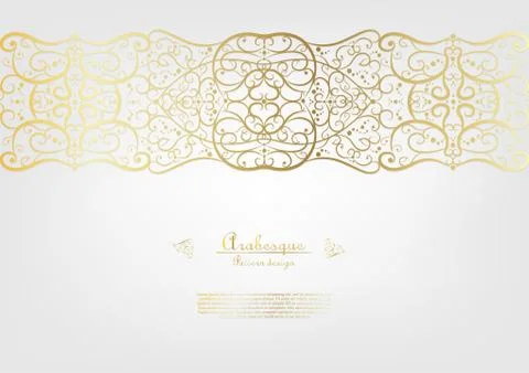 Arabesque abstract element gold background border vector Stock Illustration