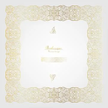 Arabesque abstract element pattern gold background card template vector Stock Illustration