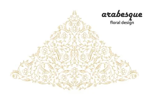 Arabesque Arabic floral pattern. Branches with flowers, leaves and petals Stock Illustration