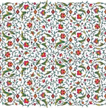 Arabesque Arabic seamless floral pattern. Branches with flowers, leaves and Stock Illustration