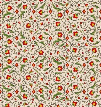 Arabesque Arabic seamless floral pattern. Branches with flowers, leaves and Stock Illustration