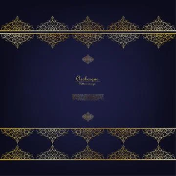 Arabesque blue pattern gold flower background template vector Illustrazione stock