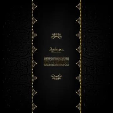 Arabesque dark pattern gold background card template vector Stock Illustration