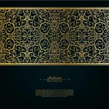 Arabesque eastern abstract element dark gold background vector Stock Illustration