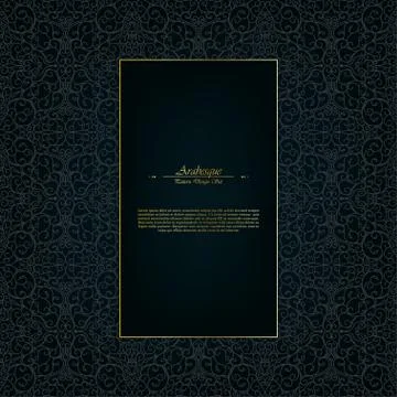 Arabesque eastern abstract element vintage dark gold background template vect Stock Illustration
