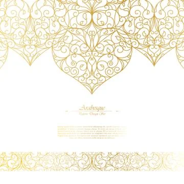 Arabesque eastern element vintage white and gold background vector Stock Illustration