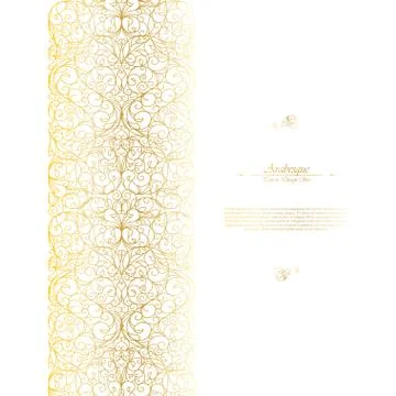Arabesque eastern element vintage white and gold background border vector Stock Illustration