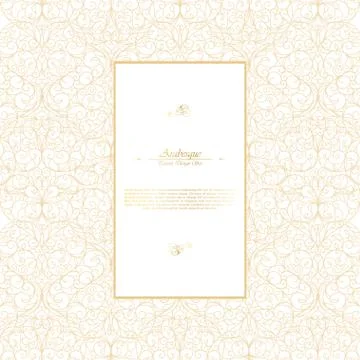 Arabesque eastern element vintage white and gold background template vector Stock Illustration