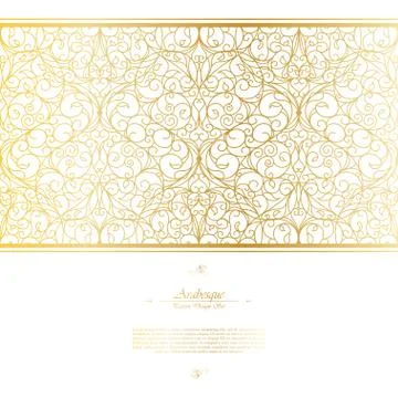 Arabesque eastern element white and gold background vector Stock Illustration