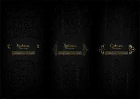 Arabesque element dark elegant classic gold background vector collection Stock Illustration