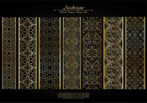 Arabesque element pattern boarder collection background vector 스톡 일러스트