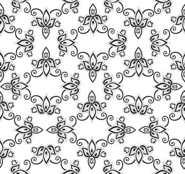 Arabesque floral seamless pattern. Flourish ornamental texture Stock Illustration