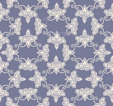Arabesque floral seamless pattern. Flourish line ornamental texture Stock Illustration