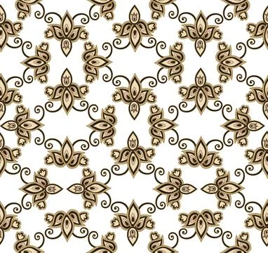Arabesque floral seamless pattern. Flourish ornamental texture Stock Illustration