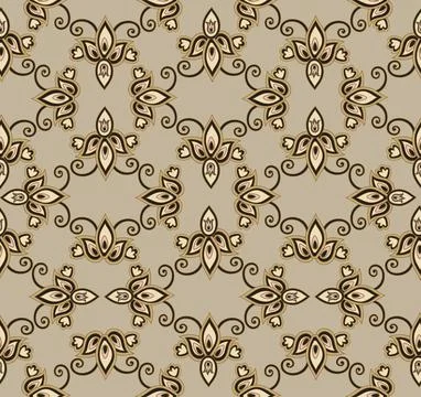 Arabesque floral seamless pattern. Flourish ornamental texture Stock Illustration