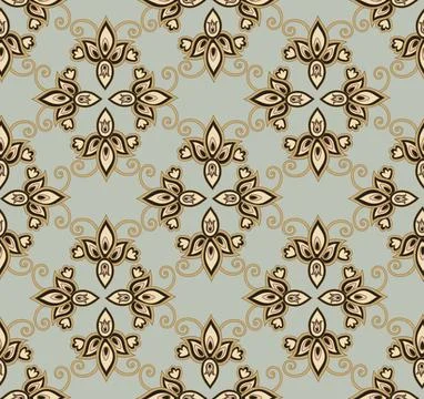 Arabesque floral seamless pattern. Flourish ornamental texture Stock Illustration
