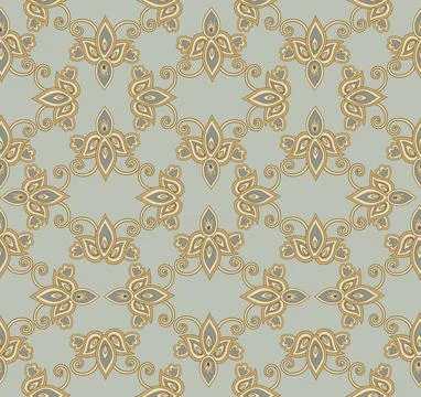 Arabesque floral seamless pattern. Flourish ornamental texture Stock Illustration