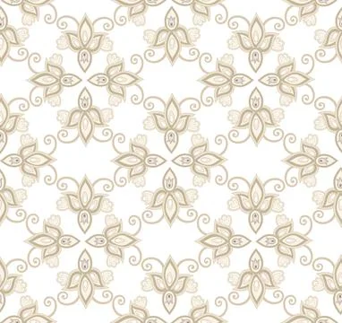 Arabesque floral seamless pattern. Flourish ornamental texture Stock Illustration