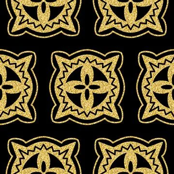 Arabesque gold black seamless pattern arabic style for textile and wrapping p Stock Illustration