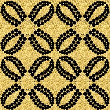 Arabesque gold black seamless pattern of currant berries for textile, festive 스톡 일러스트