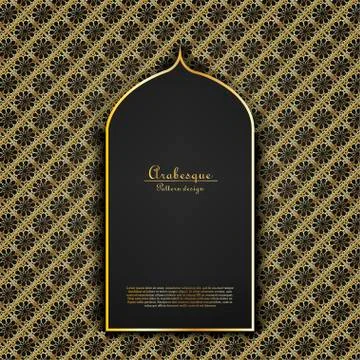 Arabesque gold pattern background arch template vector Illustrazione stock