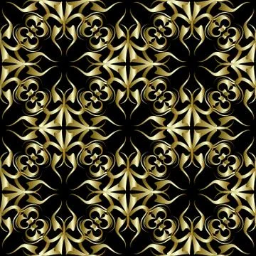 Arabesque gold vector seamless pattern. 스톡 일러스트